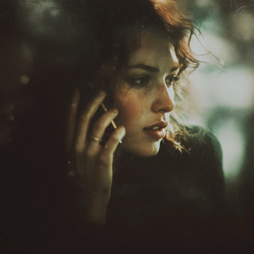A worried woman talking on the phone | Source: Midjourney