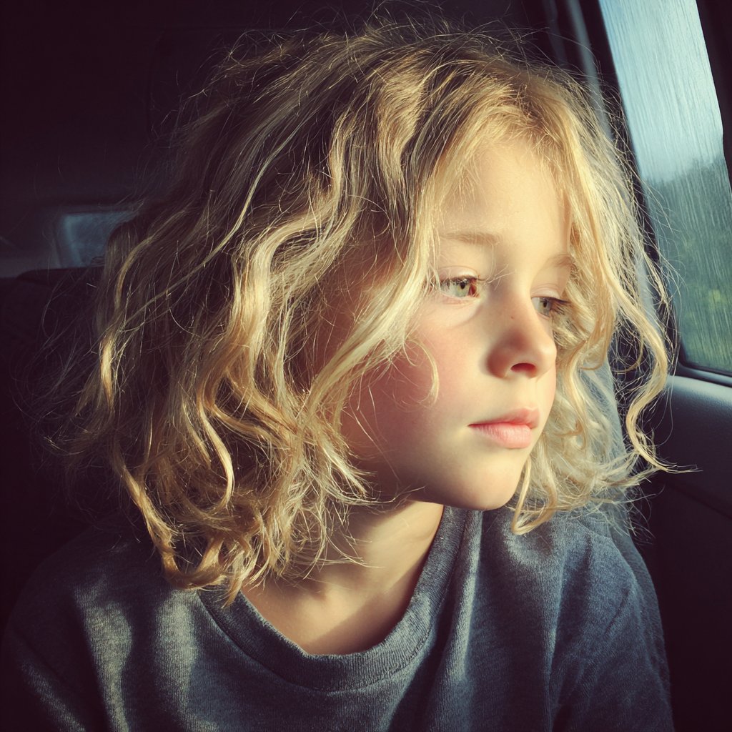 A little girl looking through a car window | Source: Midjourney