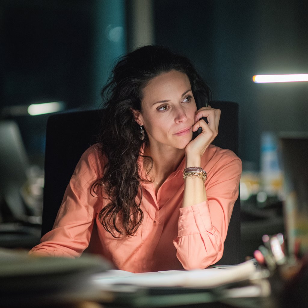 A woman sitting at her desk and talking on the phone | Source: Midjourney