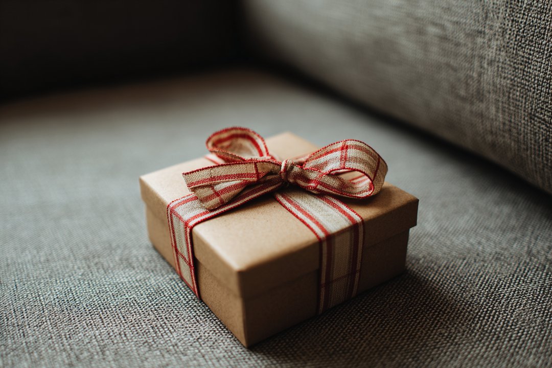 A gift box on a couch | Source: Midjourney