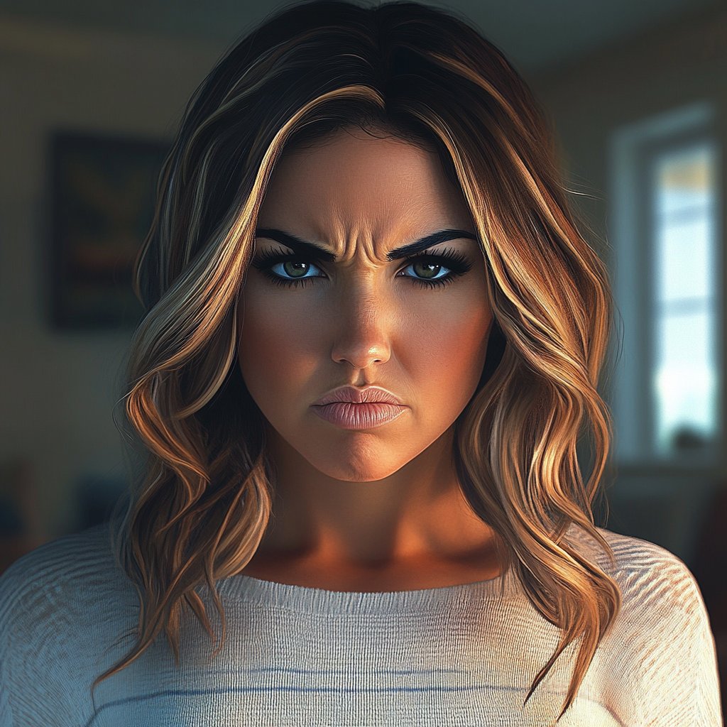 An angry woman frowning | Source: Midjourney