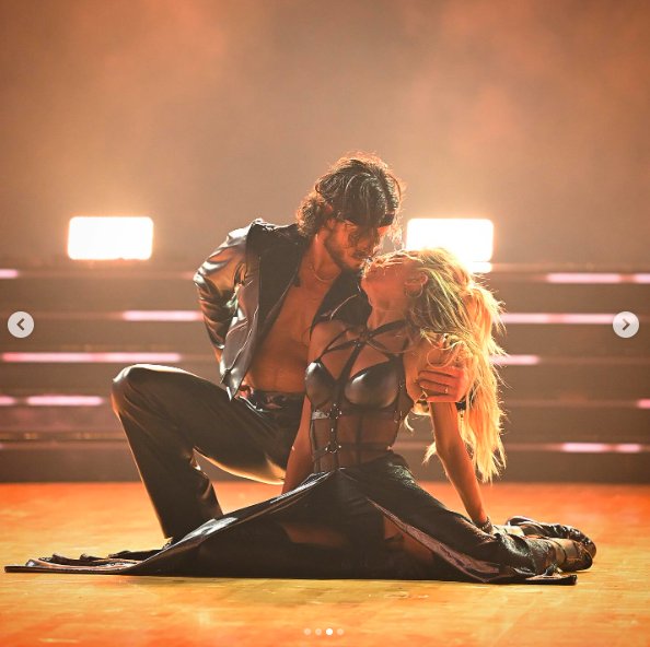 Val Chmerkovskiy and Alix Earle after they finished their routine and ended in a pose on the floor, posted on November 5, 2025. | Source: Instagram/dancingwiththestars