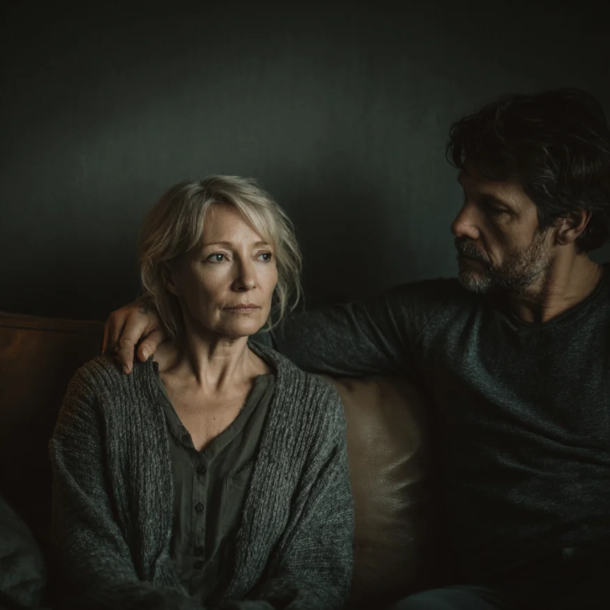 A man reaching out to touch a woman's shoulder | Source: Midjourney