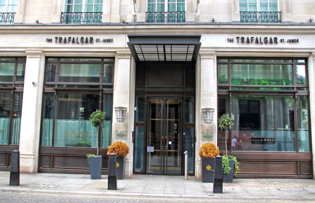 The outer view of the Trafalgar St James hotel overlooking London's Trafalgar Square. | Source: Getty Images