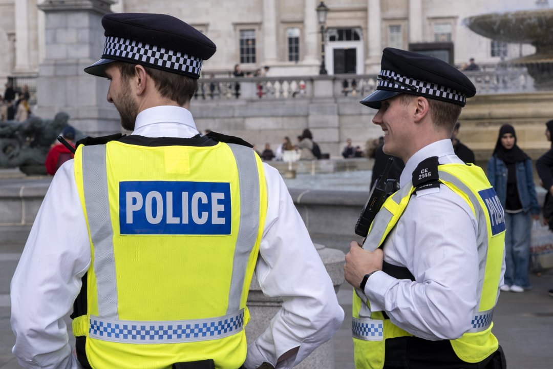 Metropolitan Police officers are seen on a street in London. | Source: Getty Images