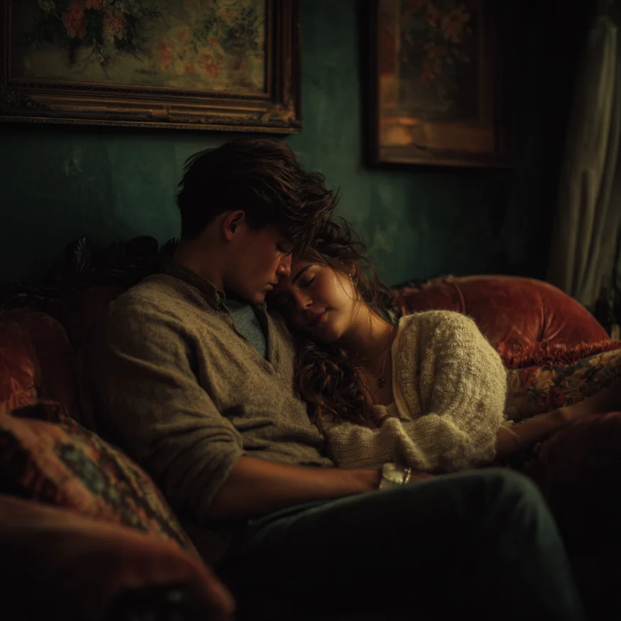 A couple on a couch | Source: Midjourney