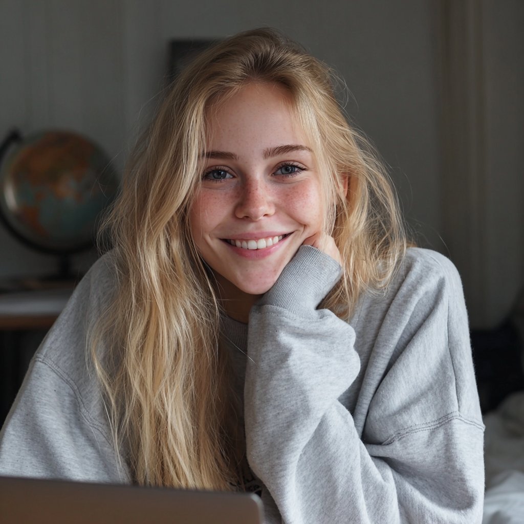 A smiling teenage girl | Source: Midjourney