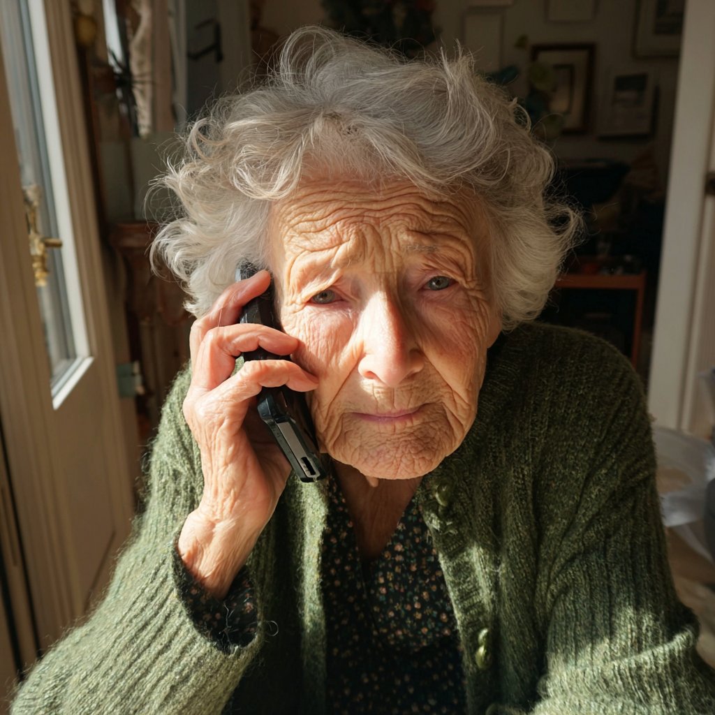 An upset old woman talking on a phone | Source: Midjourney