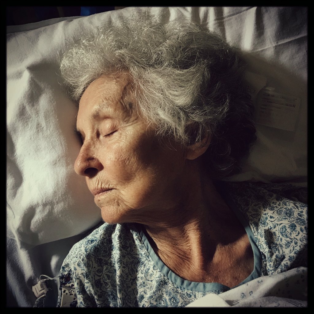 A woman sleeping in a hospital bed | Source: Midjourney