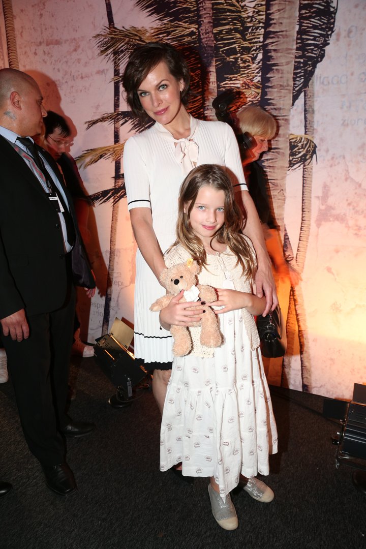 Milla Jovovich, 40, and Ever Anderson, 8, attended the Marc Cain fashion show spring/summer 2017 at CITY CUBE Panorama Bar on June 28, 2016, in Berlin, Germany.