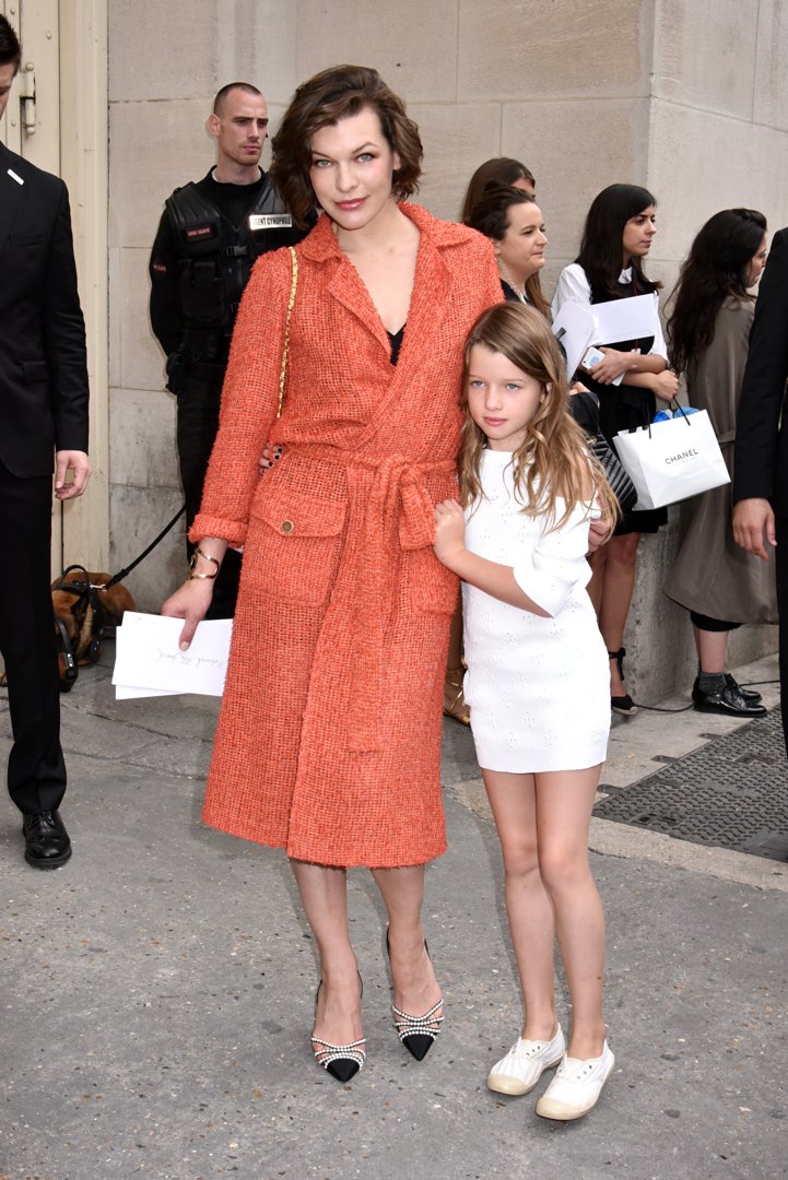 Milla Jovovich, 40, and Ever Anderson, 8, attended the Chanel show during Paris Fashion Week Haute Couture Fall/Winter 2016-2017 on July 5, 2016, in France.