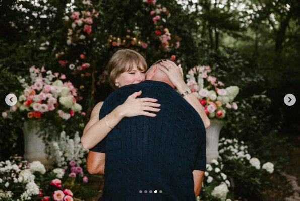 Taylor Swift and Travis Kelce sharing a tender embrace. | Source: Instagram/taylorswift