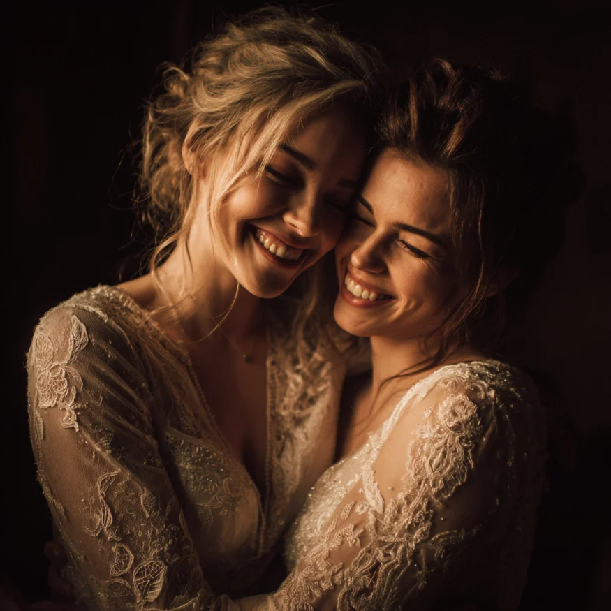 Two women hugging | Source: Midjourney