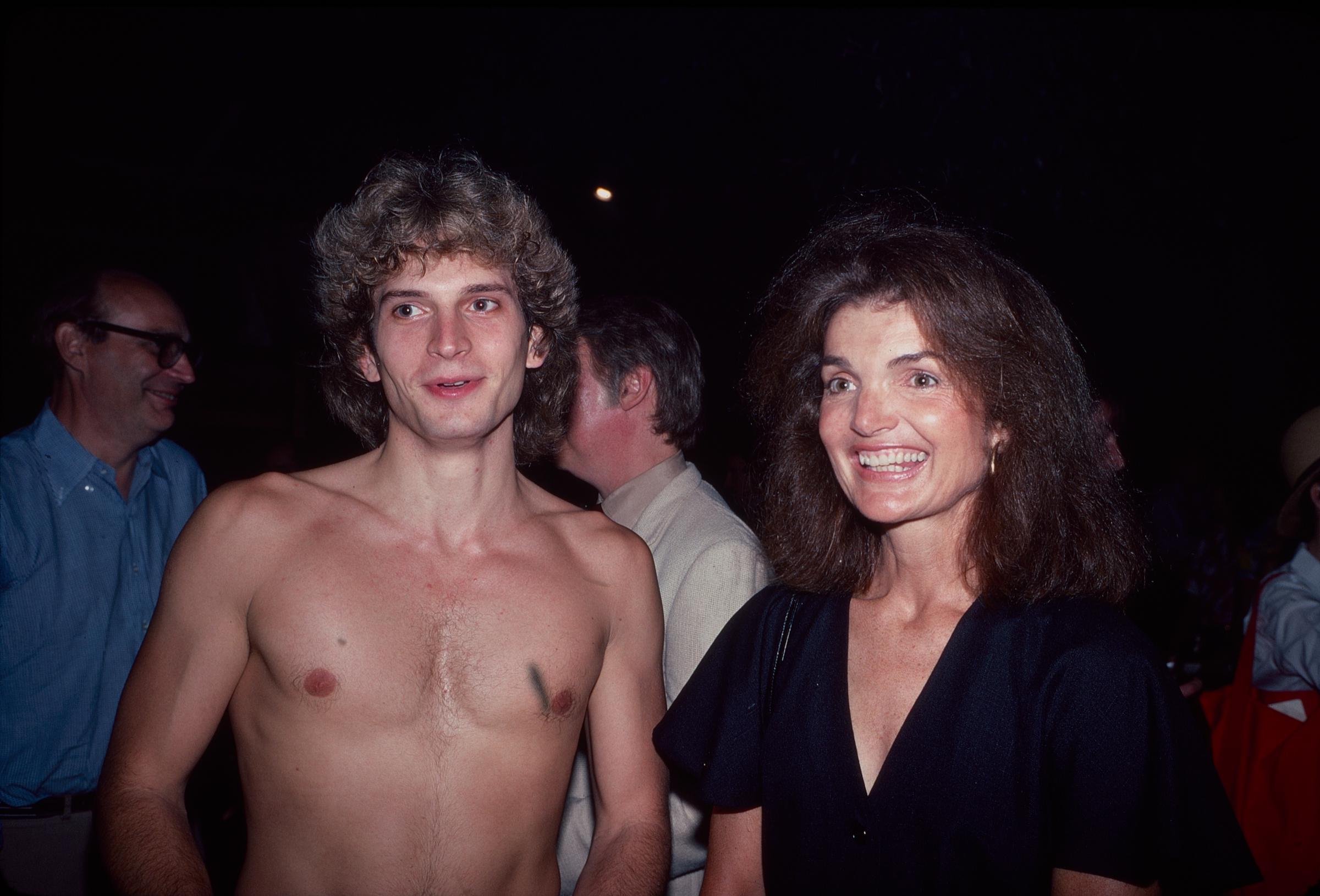 Rex Smith and Jacqueline Kennedy Onassis after the Delacorte Theater's opening night performance of 
