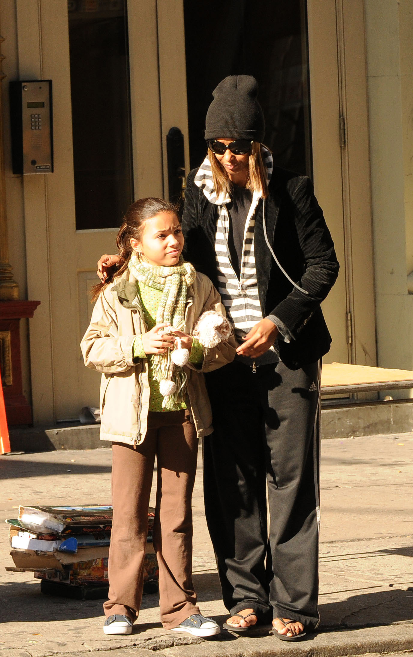 Iman and a young Alexandria Bowie, then nine years old, were seen taking a walk in SoHo, New York City, on November 8, 2009. The pair wore warm, casual outfits as Iman gently guided her daughter along the sidewalk.