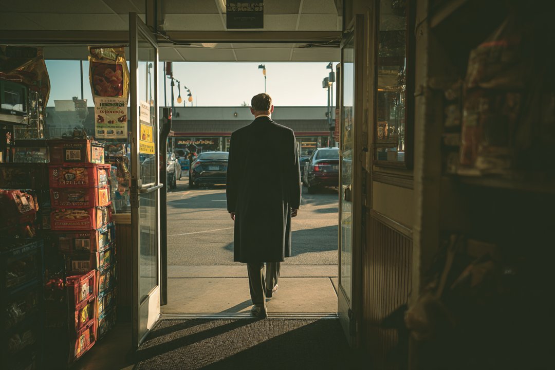 A man walking out of a supermarket | Source: Midjourney