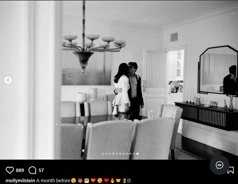 Molly Milstein and Sam Michael Fox share a kiss during their intimate wedding ceremony, dated November 5, 2025 | Source: Instagram/mollymilstein