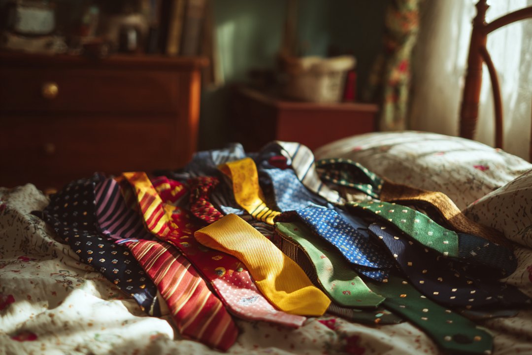 Ties on a bed | Source: Midjourney