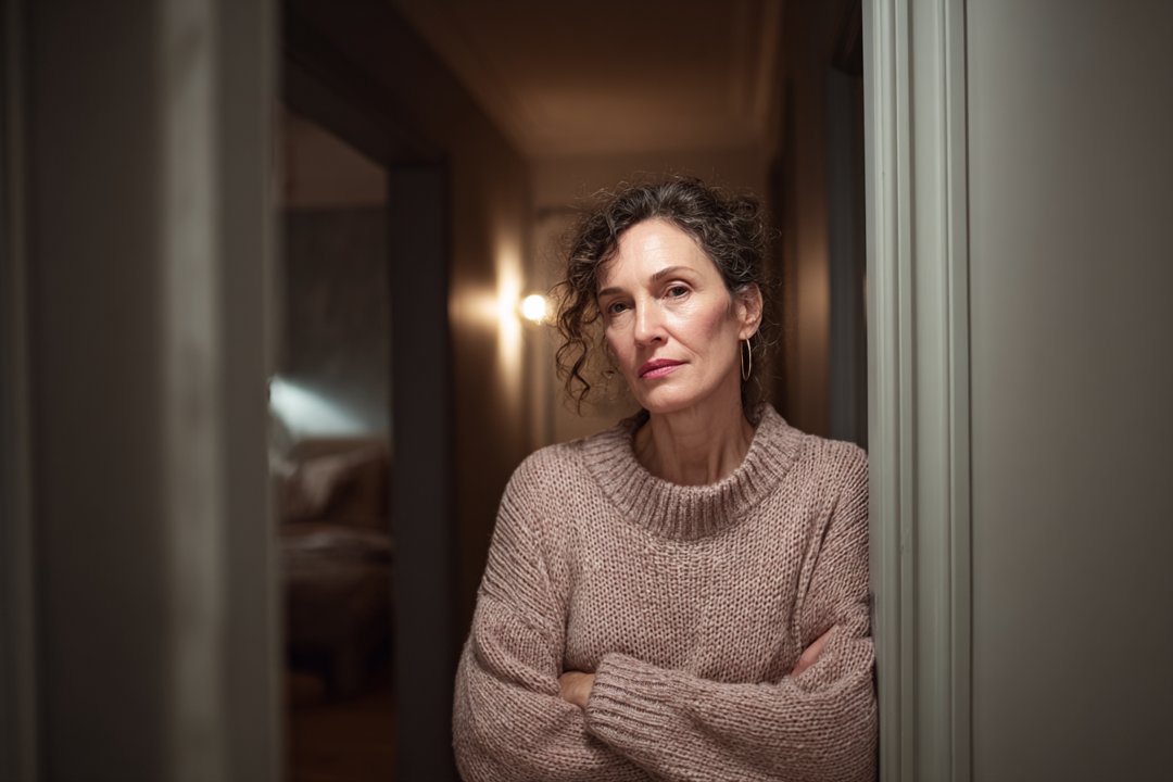 A woman standing in the doorway of a room | Source: Midjourney