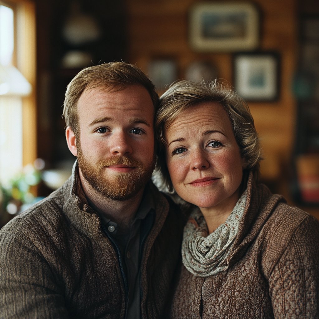 A man with his mother | Source: Midjourney