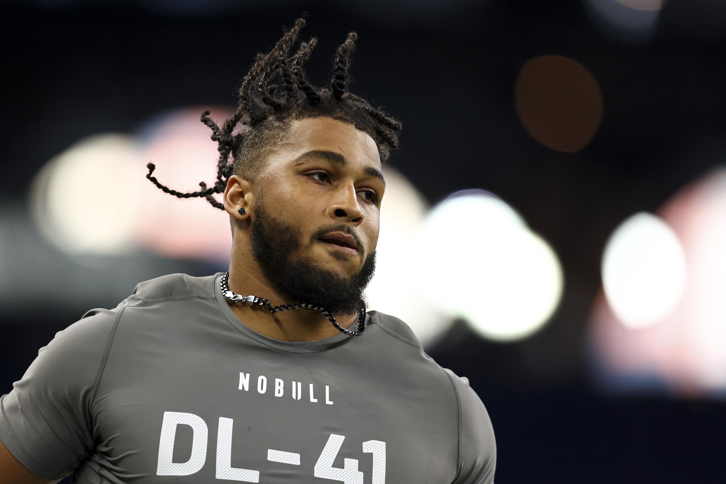 Marshawn Kneeland of Western Michigan runs the 40-yard dash during the NFL Combine at Lucas Oil Stadium in Indianapolis, Indiana on February 29, 2024 | Source: Getty Images
