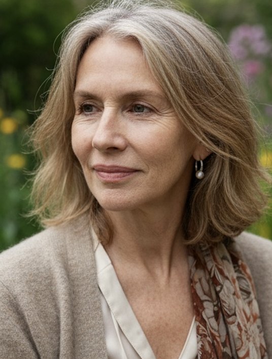 How Trudie Styler would've possibly looked if she hadn't needed so many surgeries after the van accident. Although the difference is still barrely noticeable, there's a softness around her skin that helps with the natural vibe. | Source: Grok