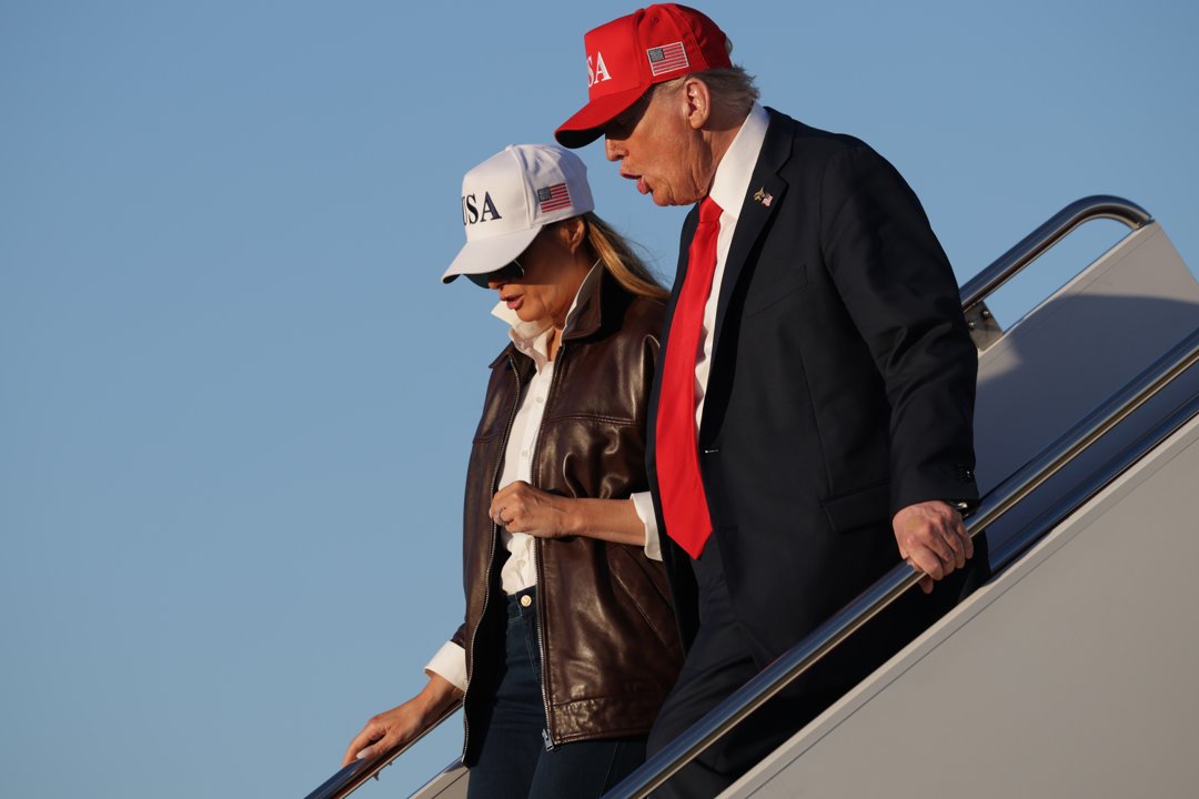 Melania and Donald Trump at Air Force One on October 5, 2025, in Joint Base Andrews, Maryland. | Source: Getty Images