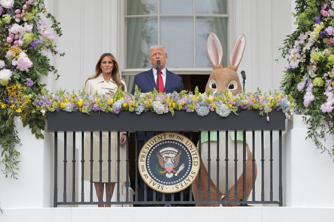 Melania and Donald Trump during the annual Easter Egg Roll on the South Lawn of the White House on April 21, 2025, in Washington, D.C. | Source: Getty Images
