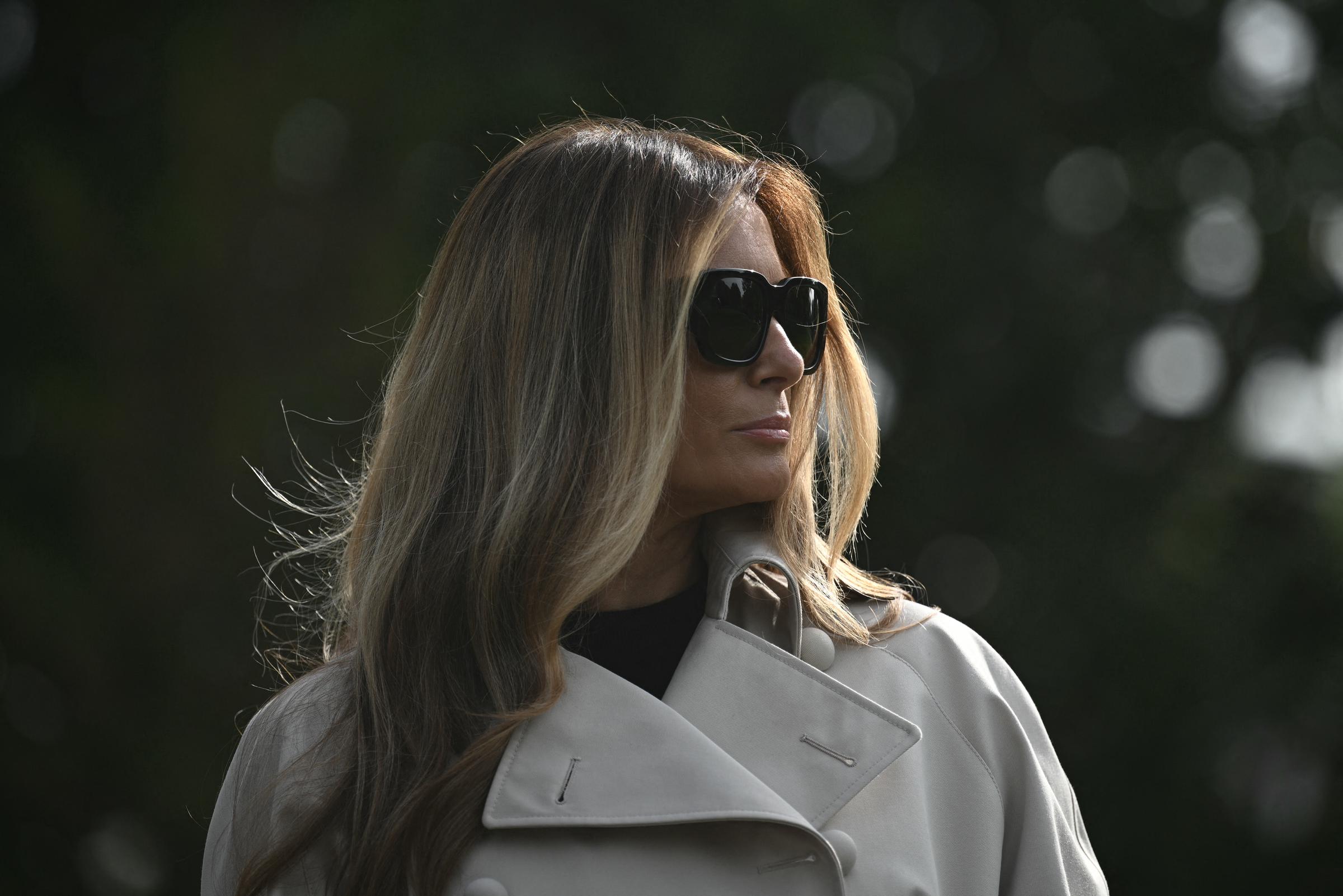 First Lady Melania Trump at the South Lawn of the White House in Washington, D.C, on April 25, 2025. | Source: Getty Images