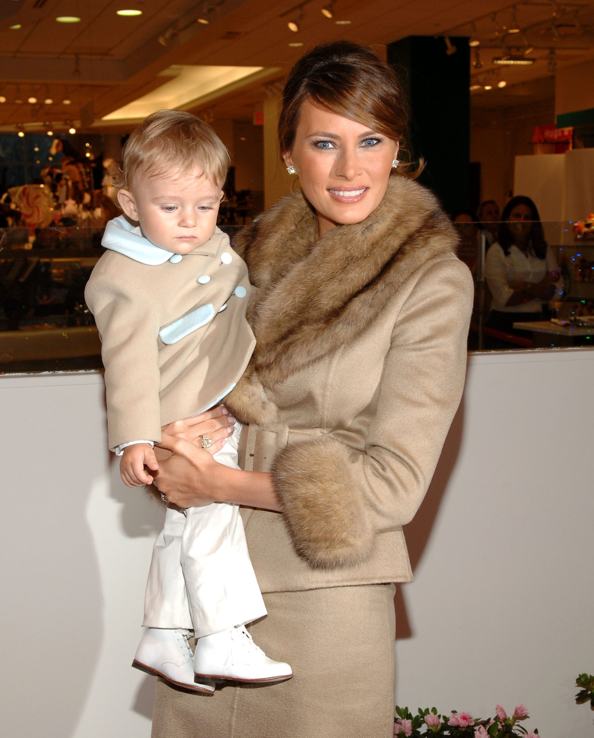 Melania Trump and baby Barron Trump on March 13, 2007 | Source: Getty Images