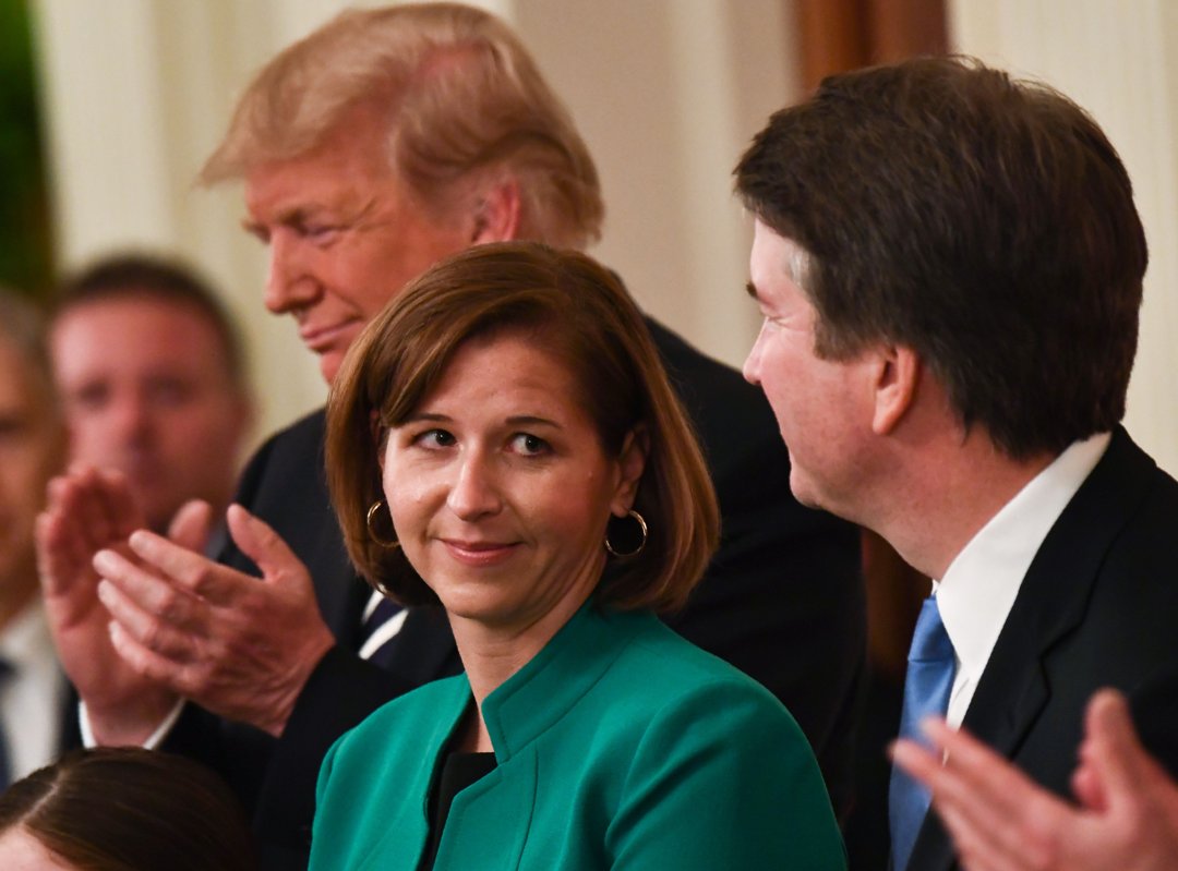 Ashley and Brett Kavanaugh with Donald Trump at the White House in Washington, D.C., on October 8, 2018. | Source: Getty Images