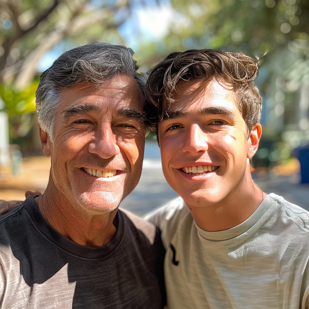 A man with his young grandson | Source: Midjourney