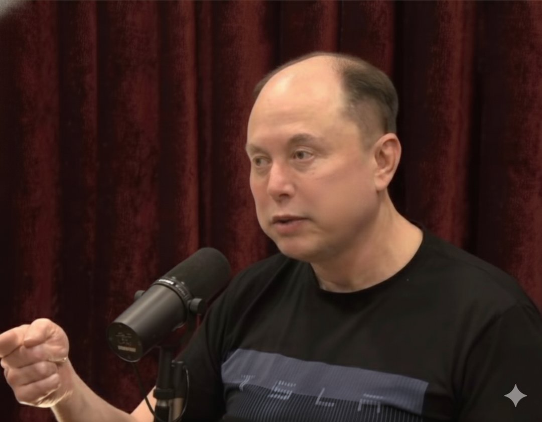 An AI rendering of Elon Musk's balding hairline and weight gain | Source: Gemini