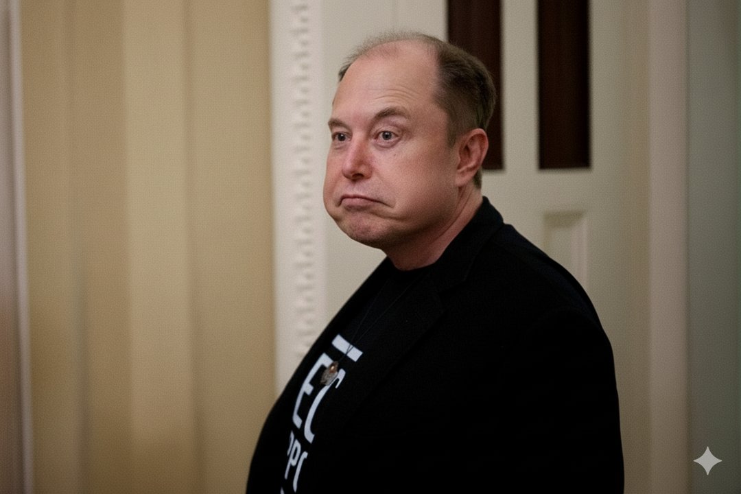 An AI rendering of Elon Musk if he didn't get hair surgery or use weight loss drugs | Source: Gemini