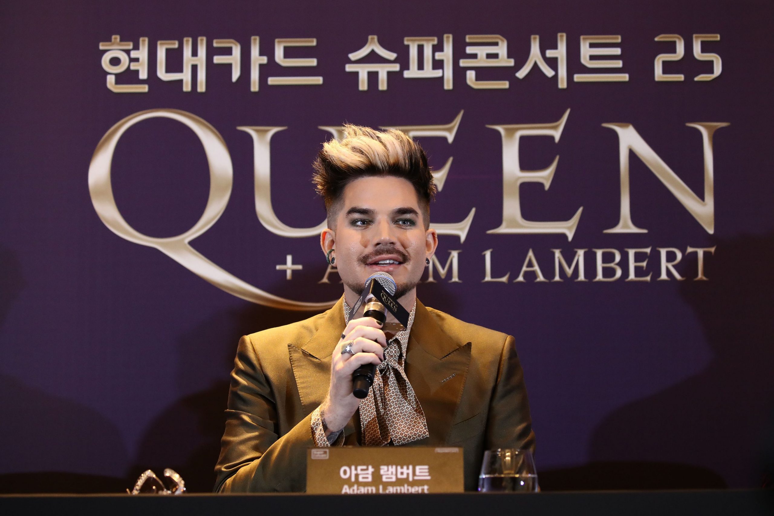 Adam Lambert at a press conference ahead of the Rhapsody Tour on January 16, 2020. | Source: Getty Images