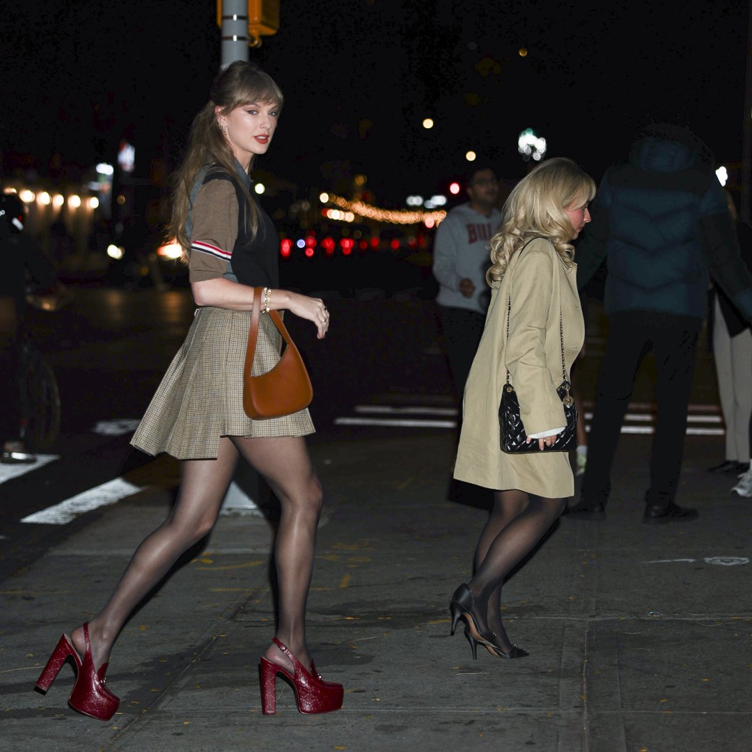 Taylor Swift and Sabrina Carpenter are seen in SoHo on November 7, 2025, in New York City. | Source: Getty Images