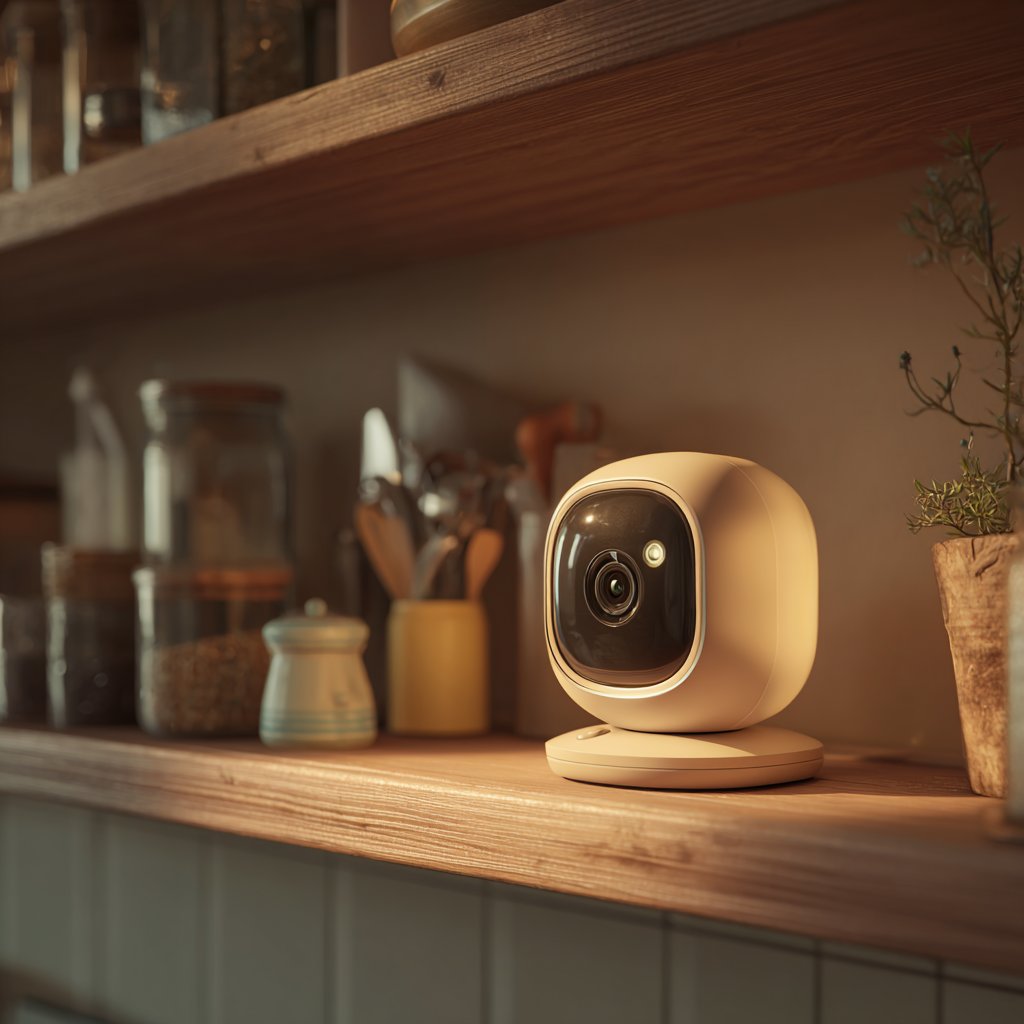 A camera on a kitchen shelf | Source: Midjourney
