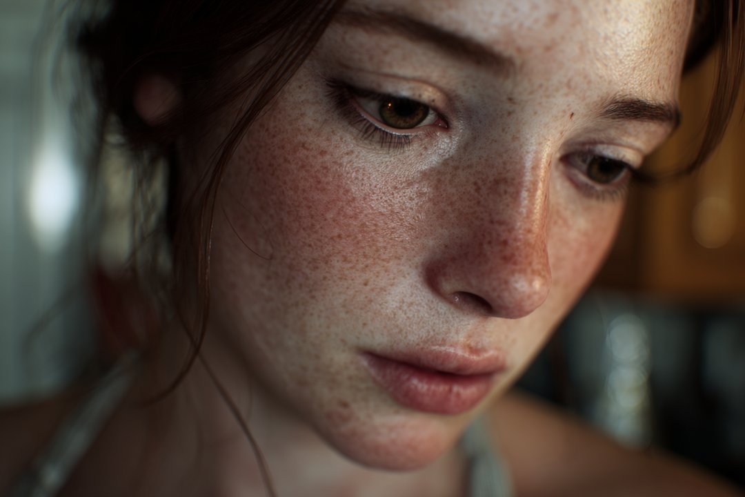 A woman looking down | Source: Midjourney