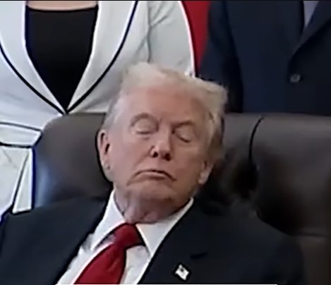 Donald Trump is pictured dozing off during a press event in the Oval Office of the White House in Washington, DC, on November 6, 2025 | Source: YouTube/@WashingtonPost