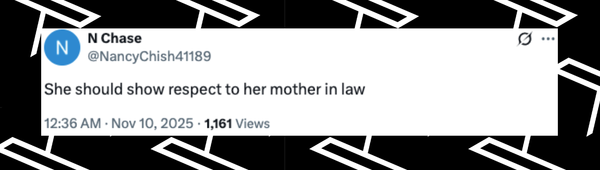 Netizen comment about Jennifer Schmitt and Jordon Hudson, posted on November 10, 2025. | Source: X/@NancyChish41189