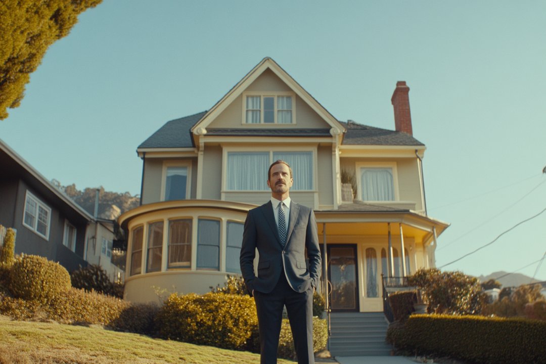 A man standing outside his house | Source: Midjourney
