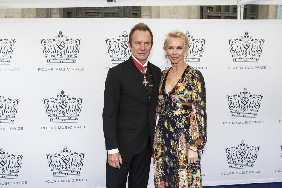 Trudie Styler, at 63, had a smooth facial contour, an elegant, high neck, cheeks that appeared softly filled, and a composed, closed-lip expression, while attending the Polar Music Prize with Sting on June 15, 2017, in Stockholm, Sweden.