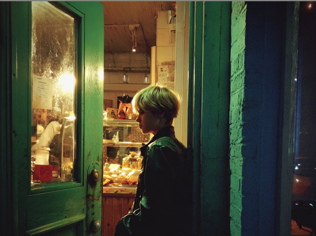 A boy standing in a bakery doorway | Source: Midjourney