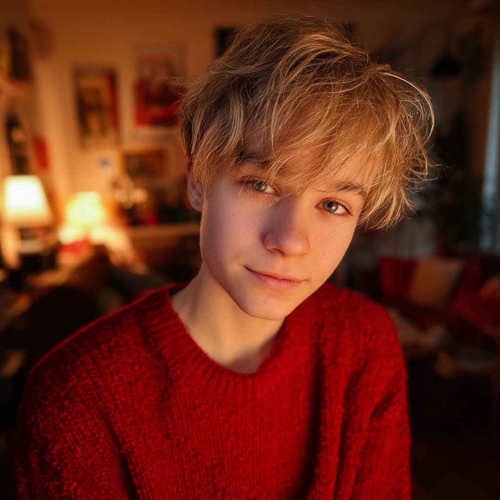 A boy wearing a red sweater | Source: Midjourney