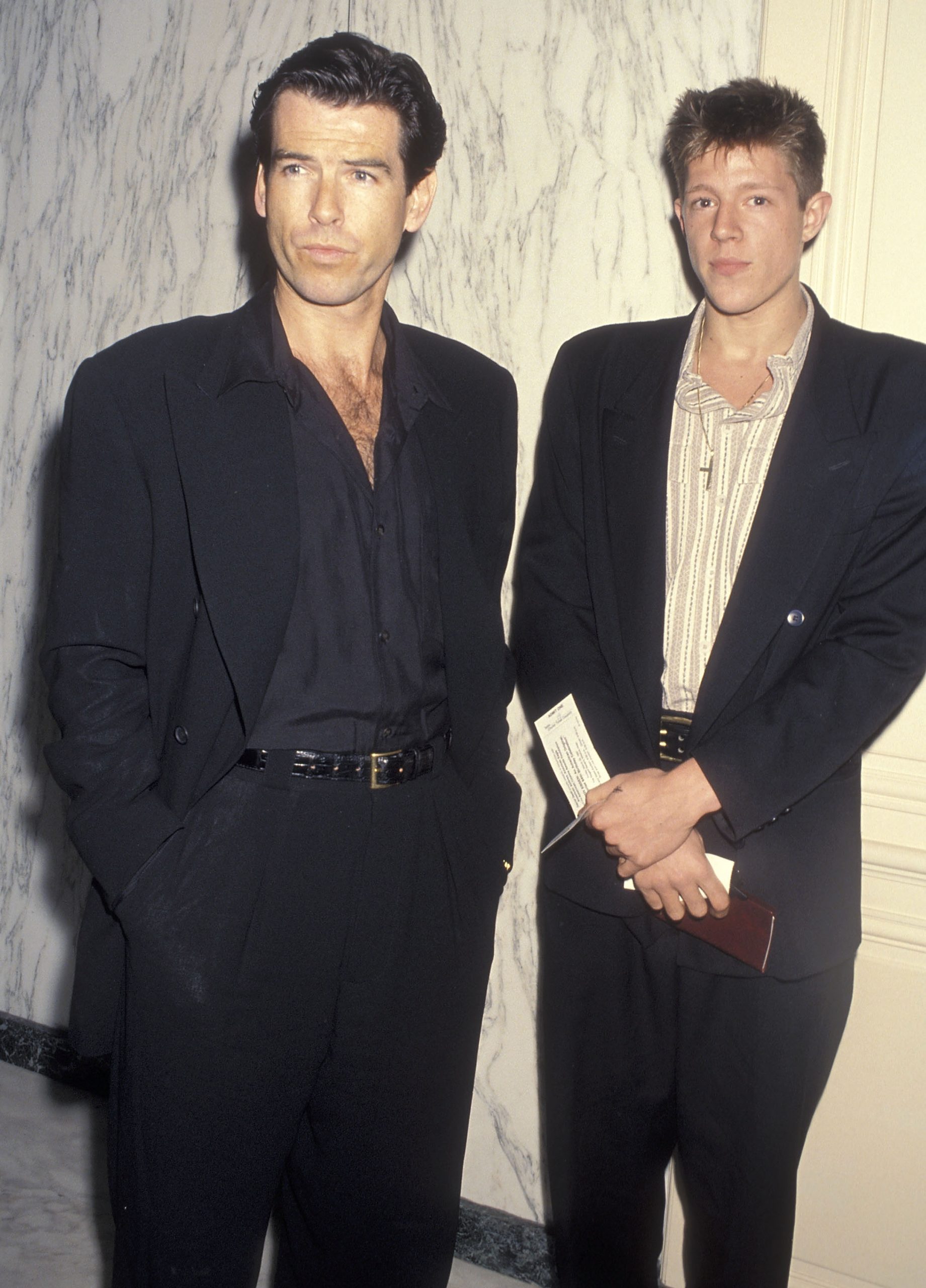 Pierce and Christopher Brosnan at an American Cinema Awards event in Beverly Hills, California on March 20, 1992 | Source: Getty Images