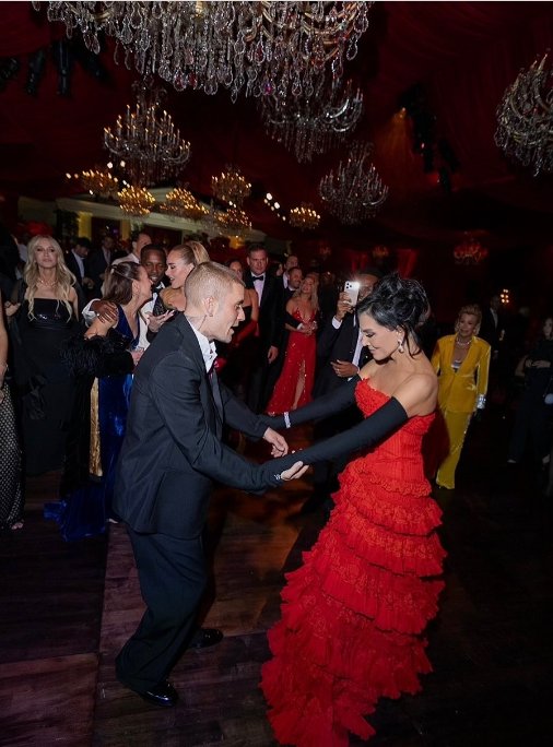 Kris Jenner dancing with Justin Bieber at her 70th birthday party, from a post dated November 10, 2025 | Source: Instagram/krisjenner