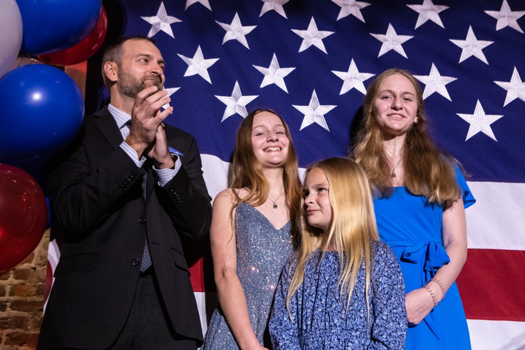 The family of then-Rep. Abigail Spanberger celebrates after Spanberger won reelection on November 8, 2022, in Fredericksburg, Virginia | Source: Getty Images