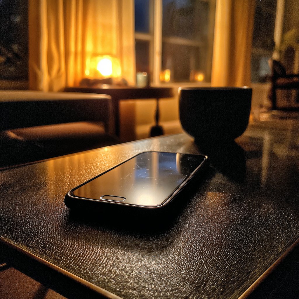 A close-up of a cellphone on a table | Source: Midjourney