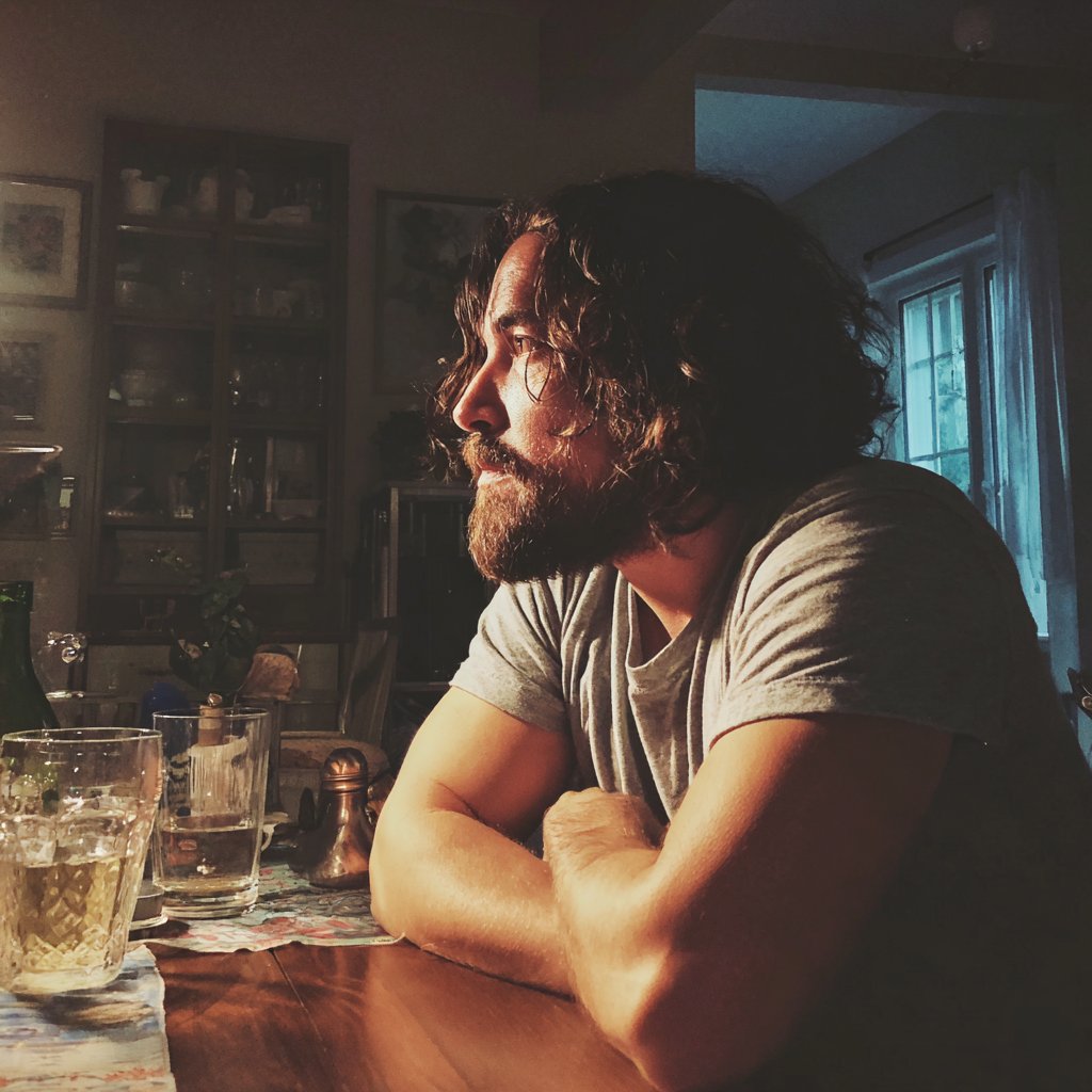 A shocked man sitting at a table | Source: Midjourney