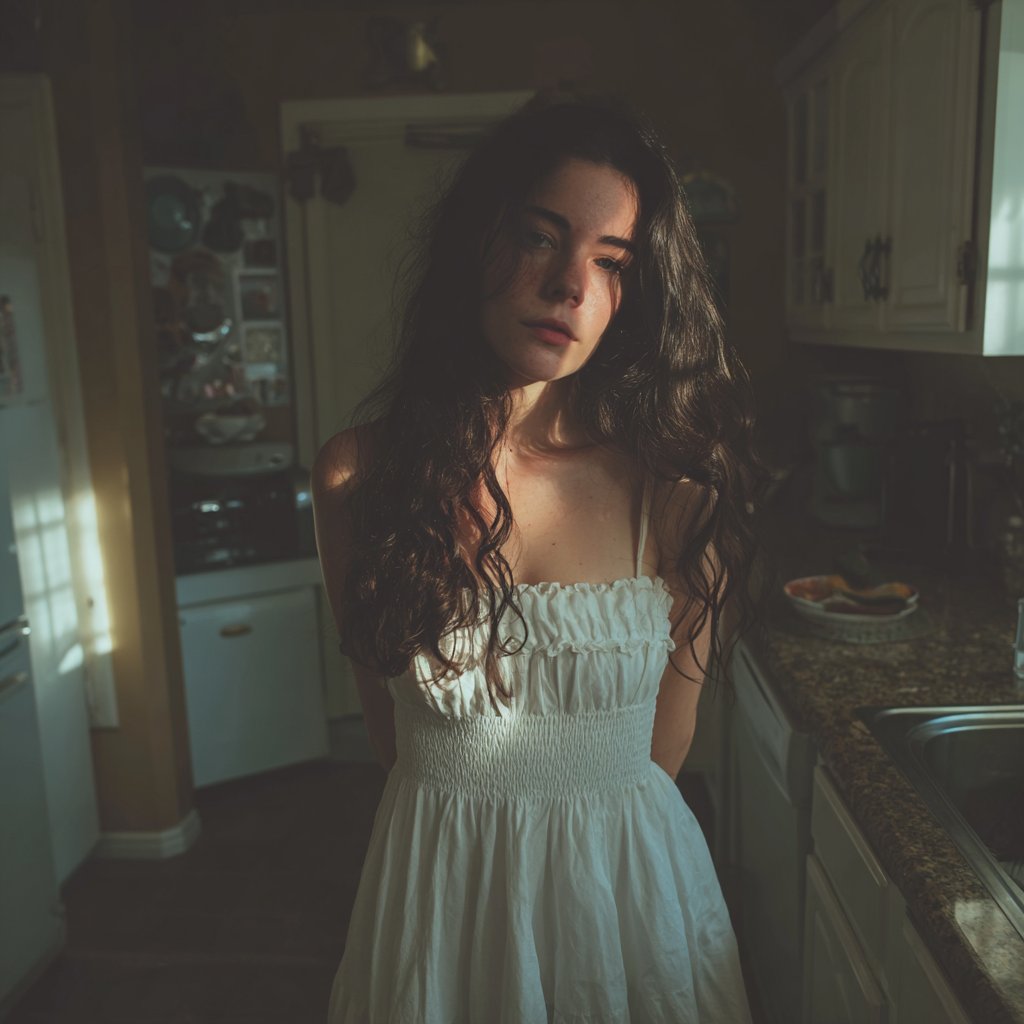 A woman standing in a kitchen | Source: Midjourney